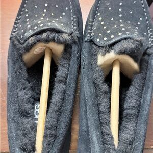 UGG Black Moccasins with Studded Design